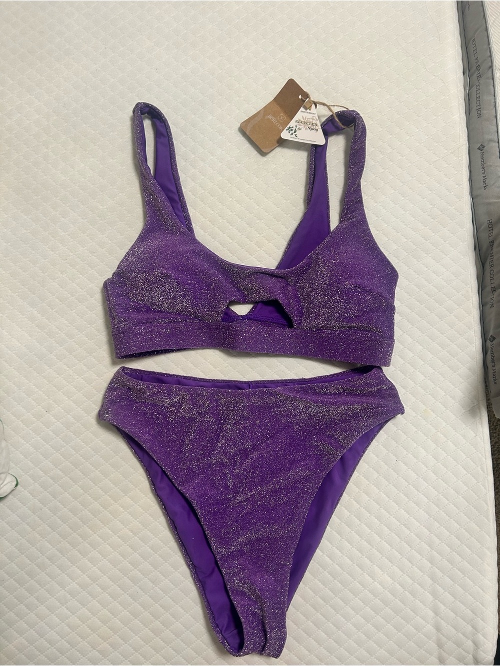 Purple Glitter Cutout Bikini Set